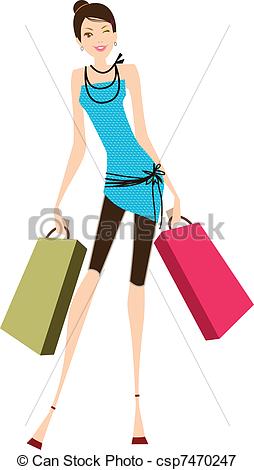 Young Lady   Young Beautiful Lady Shopping Csp7470247   Search Clipart