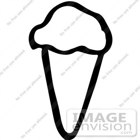 61935 Clipart Of An Ice Cream Cone In Black And White   Royalty Free