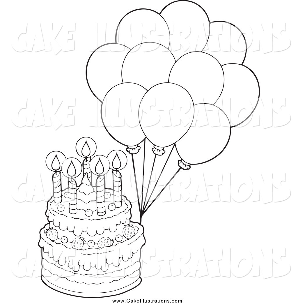 Black And White Birthday Cake With Party Balloons By Visekart    616