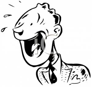 Black And White Laughing Man   Royalty Free Clipart Picture
