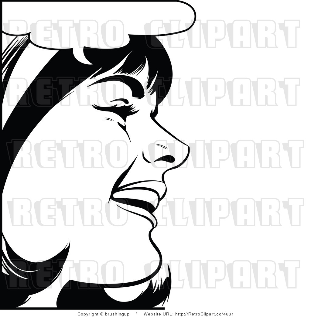     Black And White Pop Art Laughing Woman Royalty Free Vector Clipart