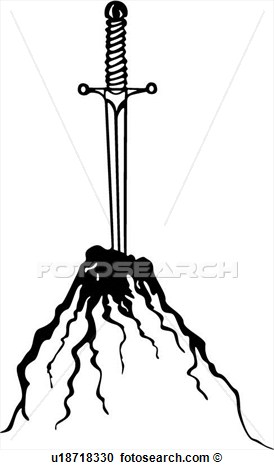 Clipart Of  Armor Medieval Stone Sword Weapon Excalibur Weapons