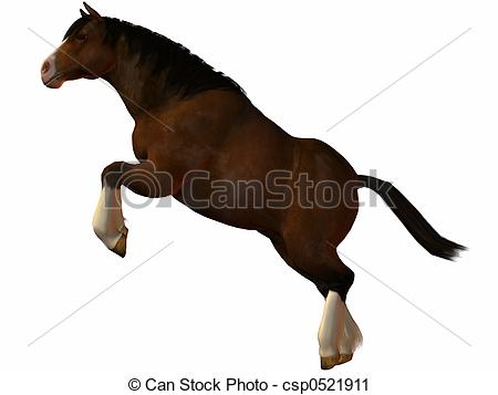 Clipart Of Charger Horse Leap   3d Render Csp0521911   Search Clip Art