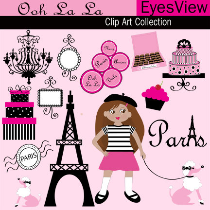 Clipart Ooh La La Paris Clip Art Digital Instant Download Cards