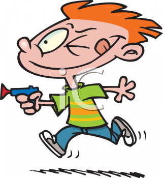 Clipart Picture Of A Boy Playing With A Toy Dart Gun