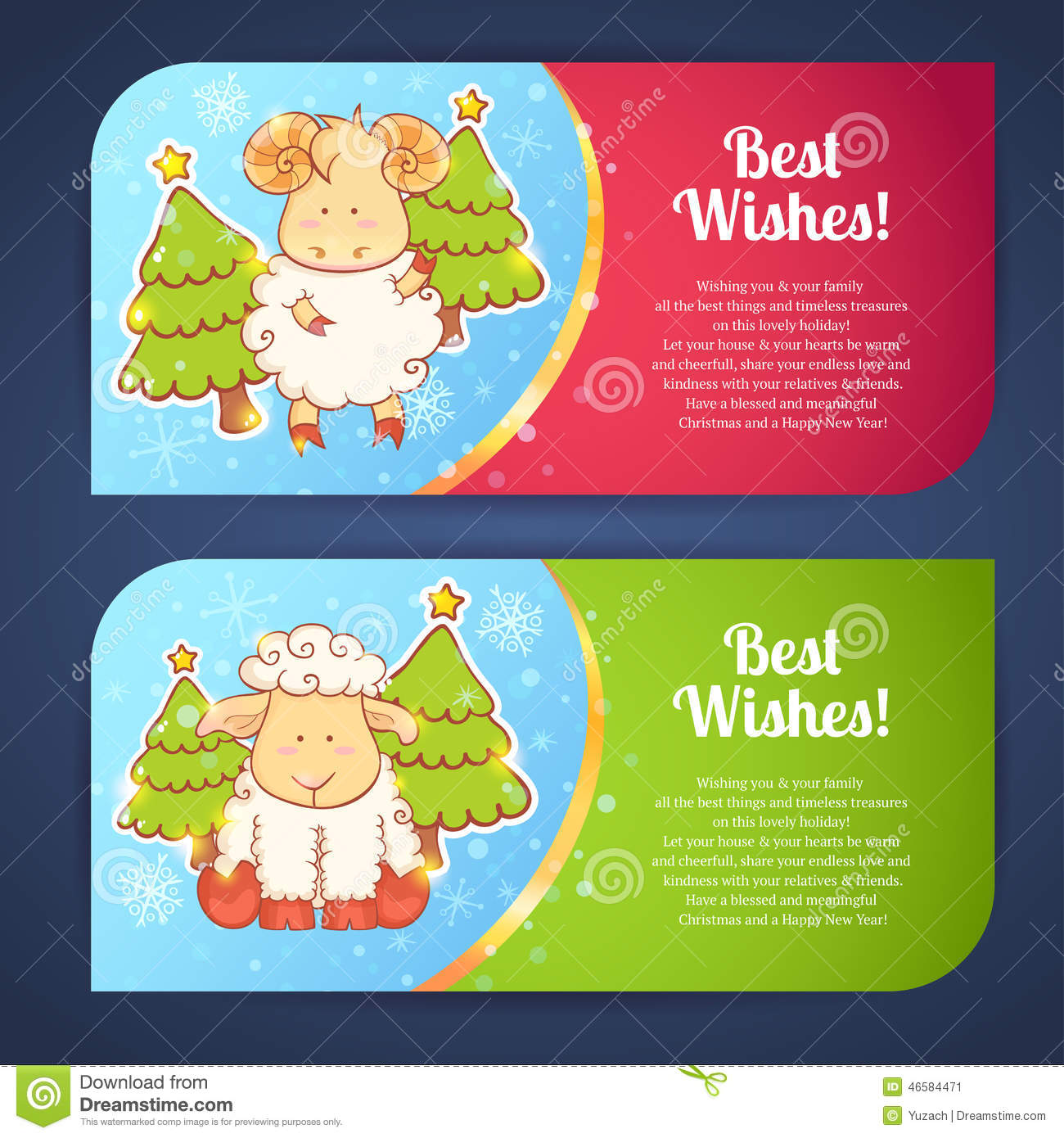 Cute Winter Chinese New Year Card With Cute Cartoon Sheep And 2015    