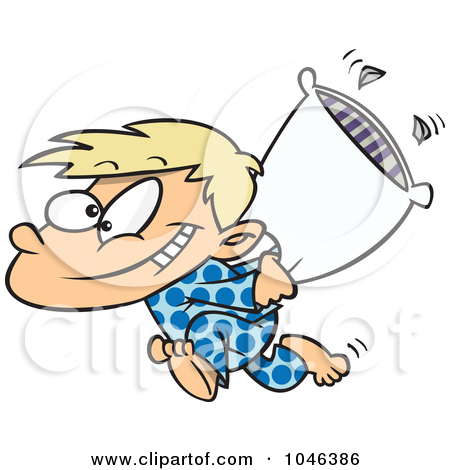 Free  Rf  Clip Art Illustration Of A Cartoon Boy Starting A Pillow