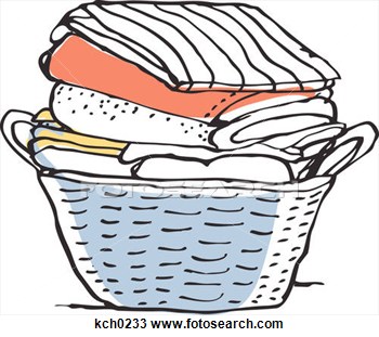 Laundry In A Basket Against White Background Kch0233   Search Clipart    