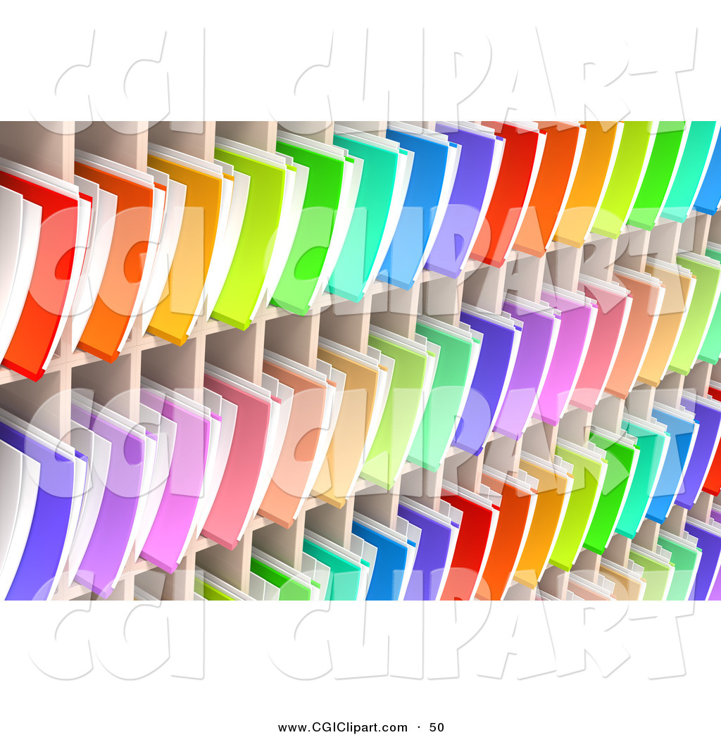 Of Rainbow 3d Folders And Documents Organized And Archived In Shelves
