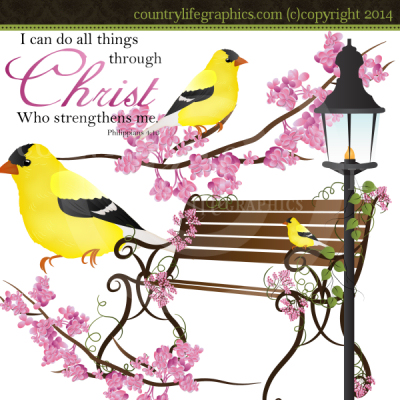 Strengthens Me   Inspirational Spring Clipart   Country Life Graphics