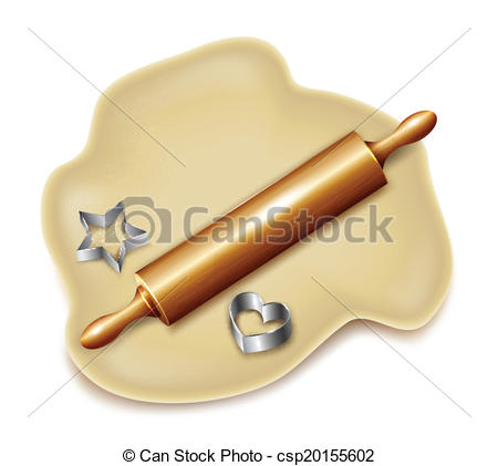 Vector   Dough Rolling Pin Cookie Cutters  Vector   Stock    