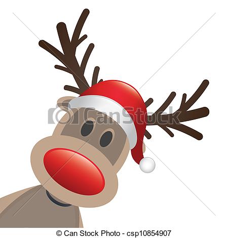 Vector   Rudolph Reindeer Red Nose And Hat   Stock Illustration