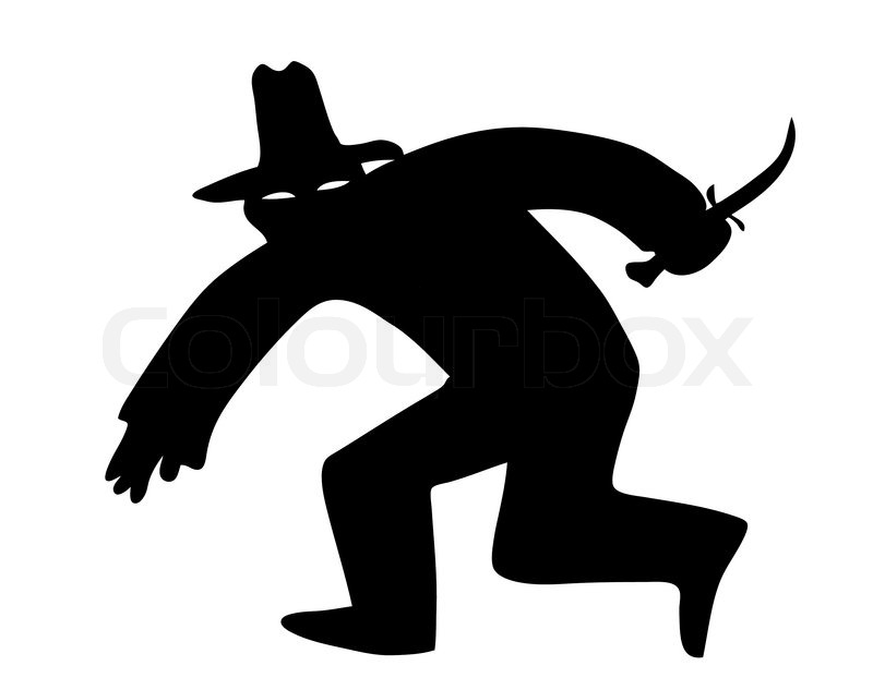 1592344 Vector Silhouette Of The Thief In Mask On White Background Jpg