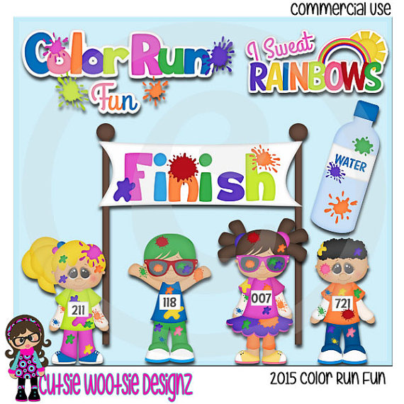 2015 Color Run Fun Clip Art Clipart Graphics Commercial Use