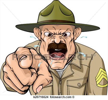 An Illustration Of A Cartoon Angry Boot Camp Drill Sergeant Character