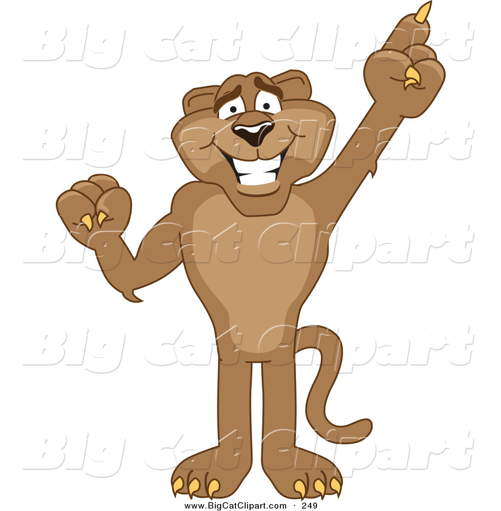 Big Cat Cartoon Vector Clipart Of A Brown Cougar Mascot Character