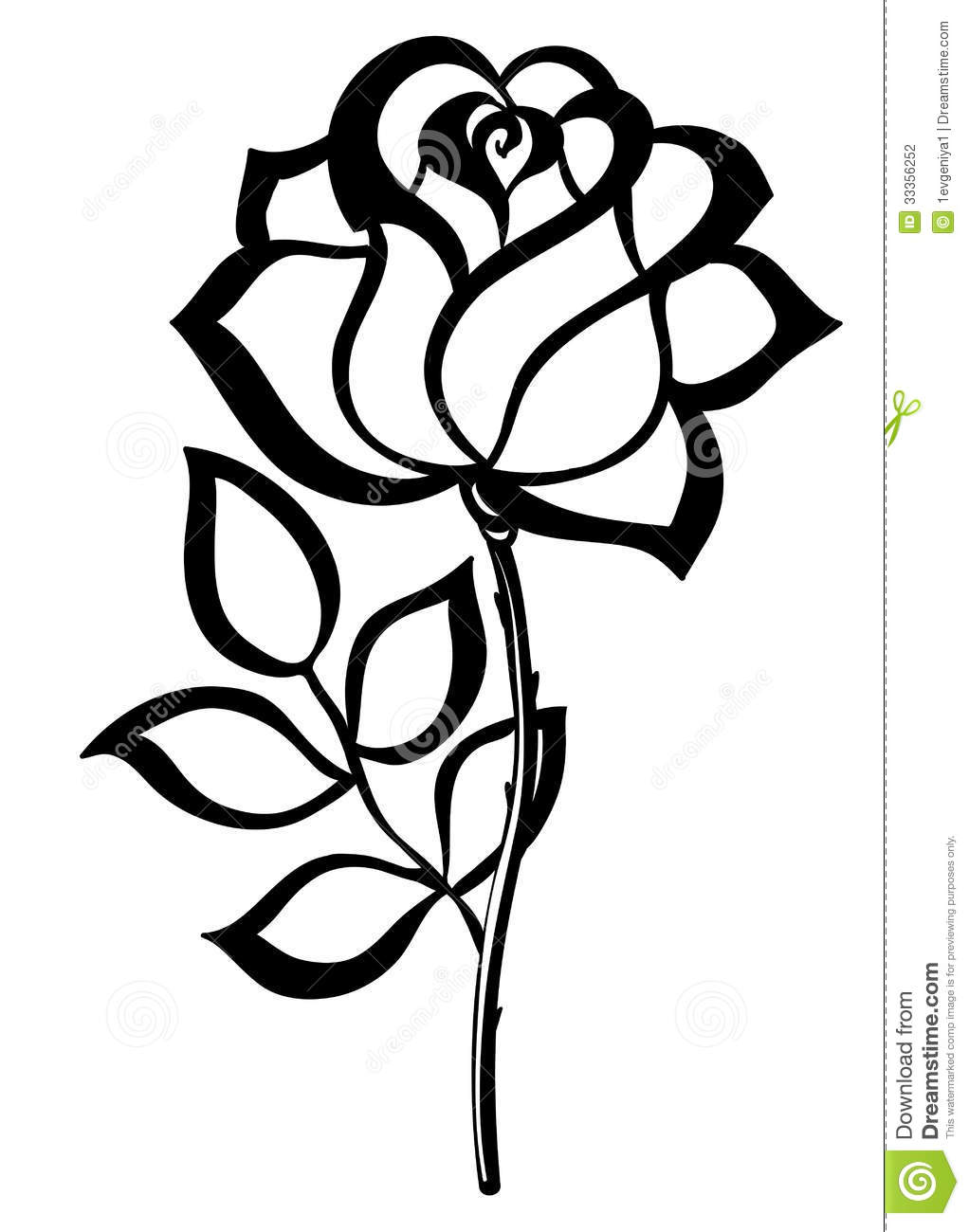 Black Silhouette Outline Rose Isolated On White  Many Similarities In