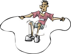 Cartoon Of A Man Jumping A Jump Rope   Royalty Free Clipart Picture