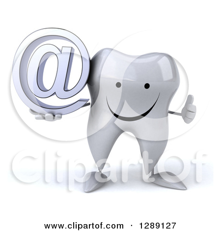 Clipart Of A 3d Happy Tooth Character Holding A Thumb Up And An Email