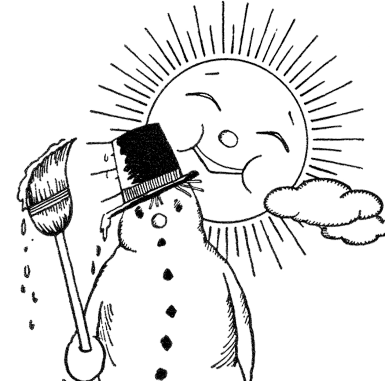 Cute Melting Snowman Image    The Graphics Fairy