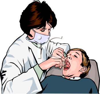 Dentist Examining A Child S Mouth   Royalty Free Clipart Picture