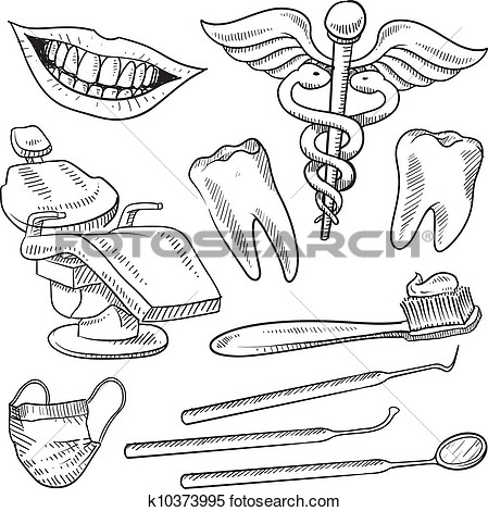 Dentistry Equipment Sketch View Large Clip Art Graphic