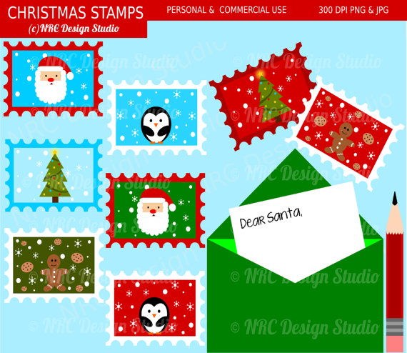 Final Sale Christmas Stamps Clip Art   Christmas Stamps Letter Clipart