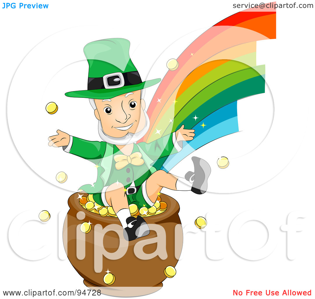 Free  Rf  Clipart Illustration Of An Old Leprechaun Man Jumping