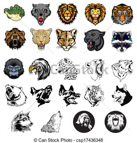 Illustrated Set Of Wild Animals And Dogs Csp17436348   Search Clip Art