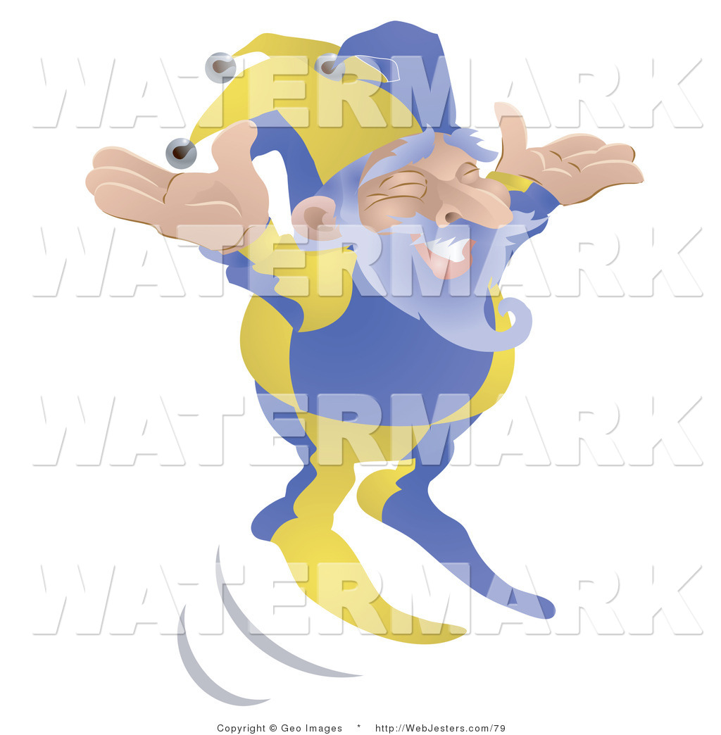 Larger Preview  Clipart Of An Old Joker Or Jester Man Jumping Happily