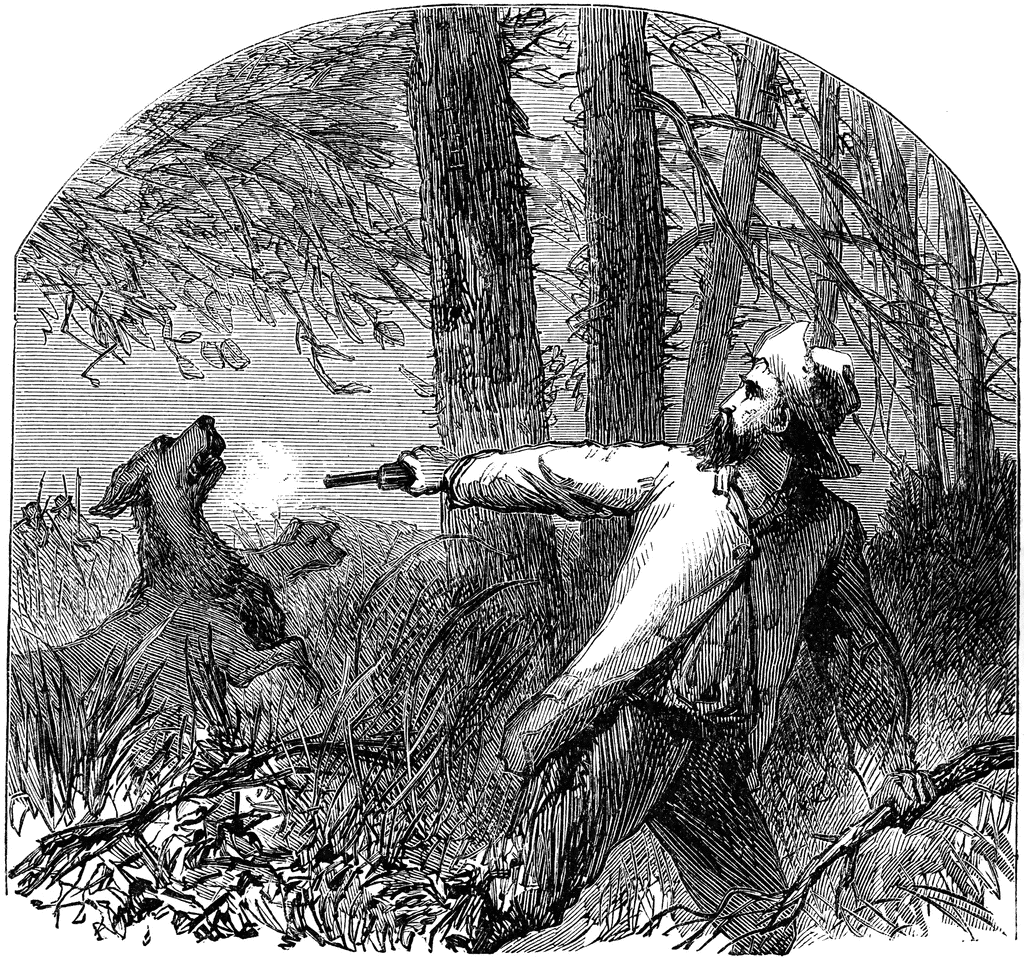 Man Shooting Wild Dog   Clipart Etc
