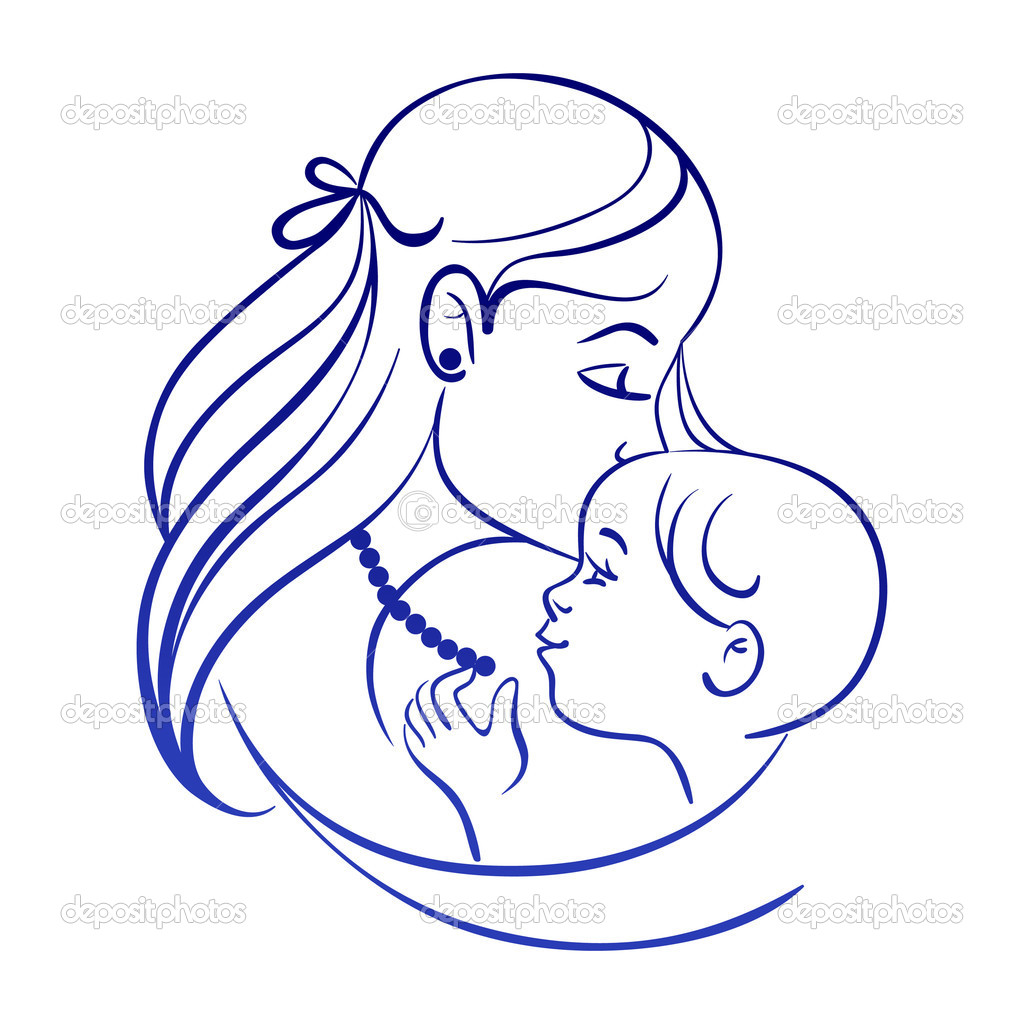 Mother And Baby Line Drawing Depositphotos 23191794 Mother And Baby