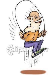 Old Man Jumping Rope For Exercise   Royalty Free Clipart Picture