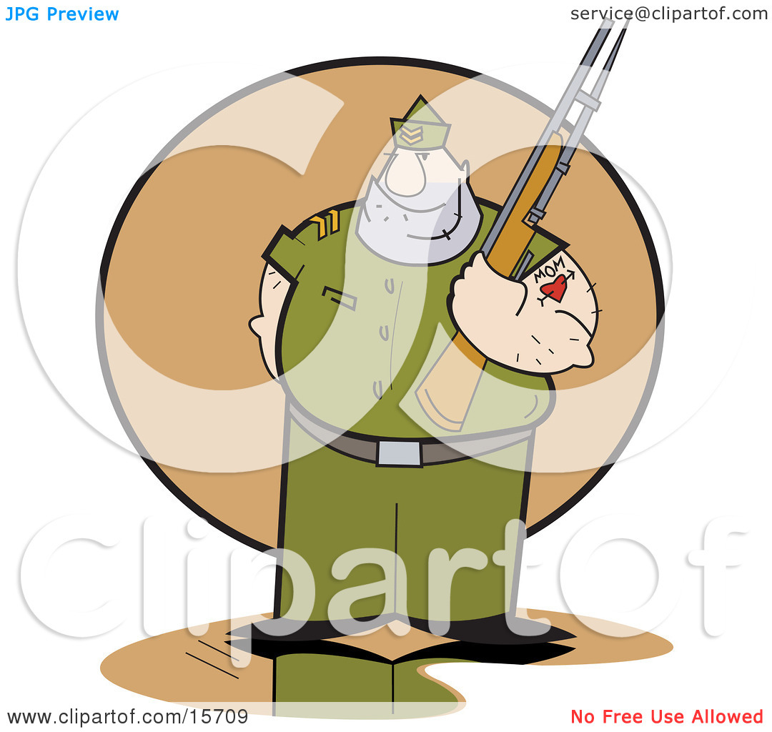 Pin Drill Sergeant With A Mom Tattoo Holding Gun Clipart Illustration