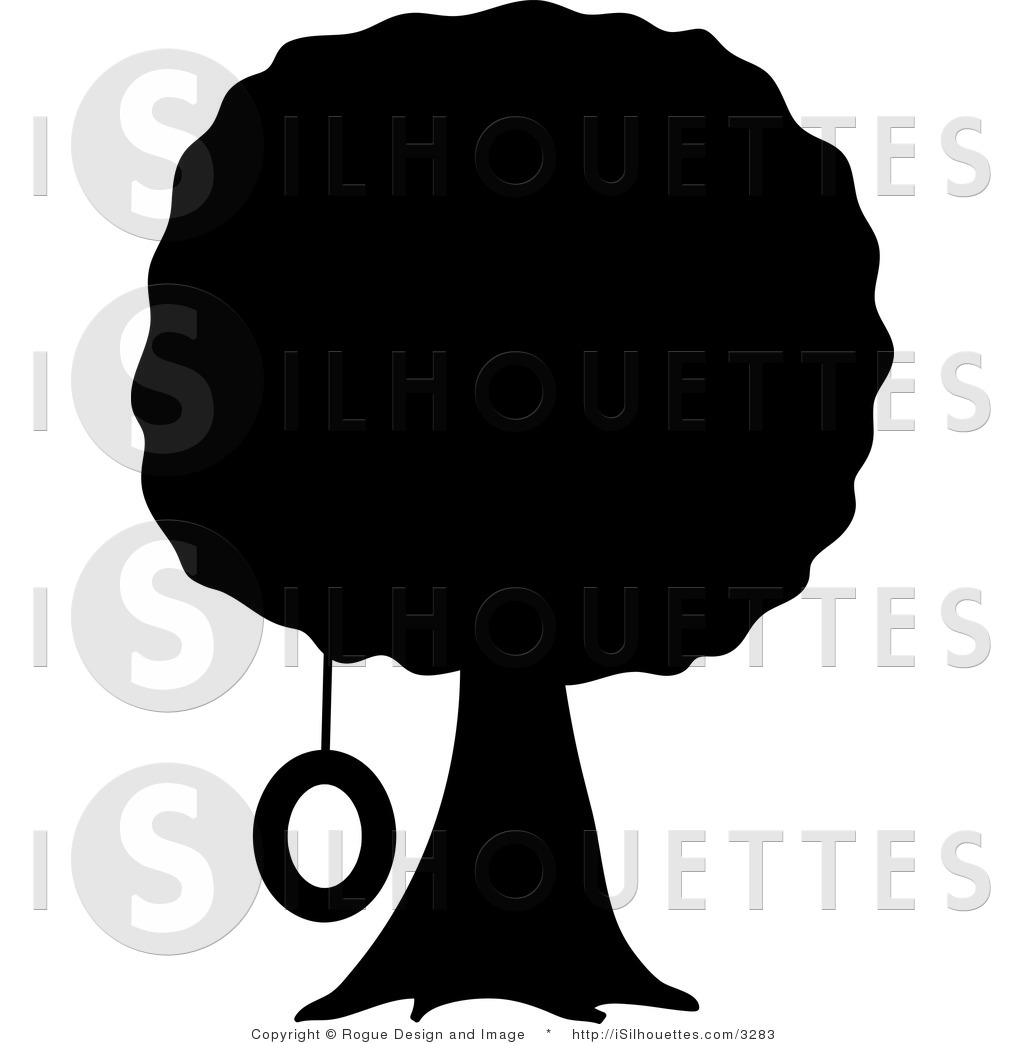 Silhouette Vector Clipart Of A Tree And Tire Swing By Pams Clipart