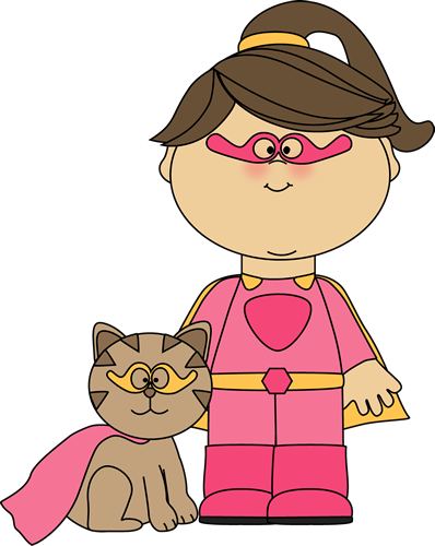 Superhero Girl With A Cat Clip Art   Superhero Girl With A Cat Image