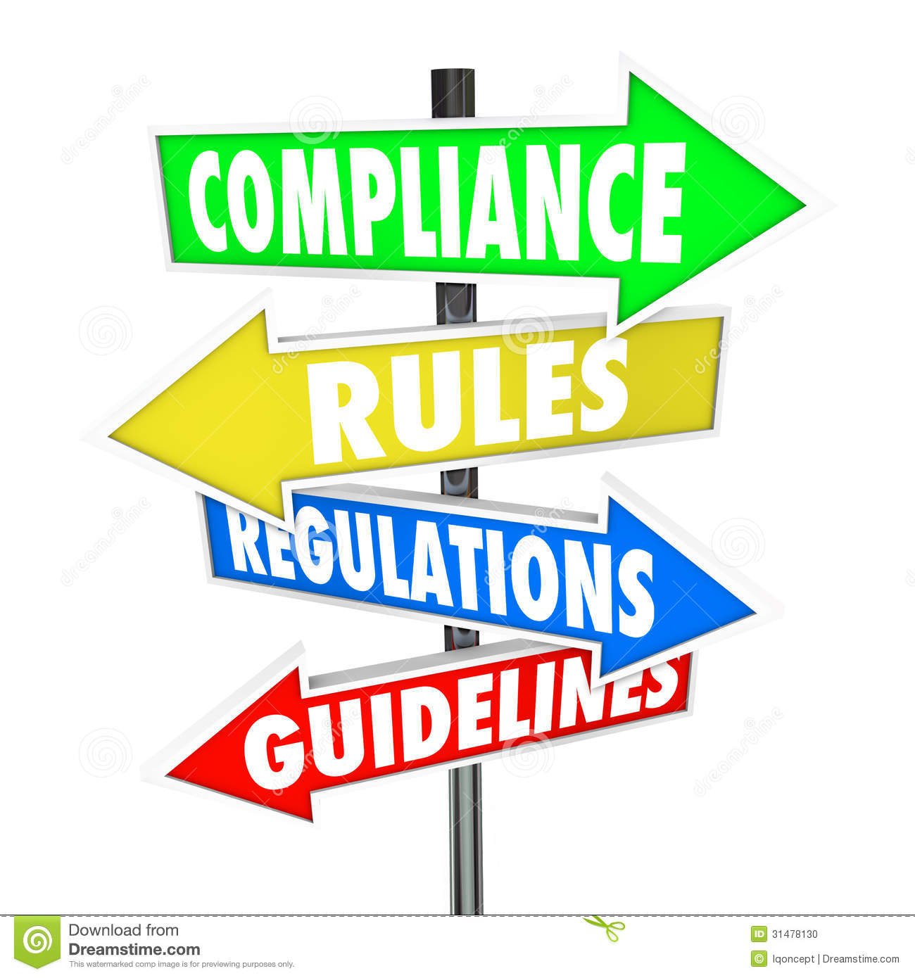 The Words Compliance Rules Regulations And Guidelines On Colorful    