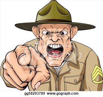 Vector Stock   Cartoon Angry Army Drill Sergeant Shouting  Stock Clip    