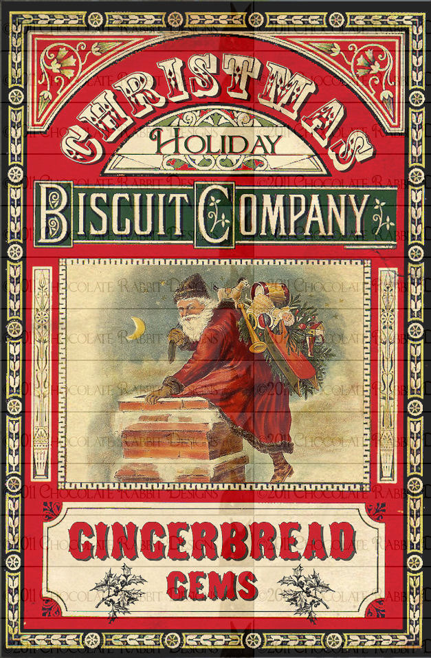 Vintage Victorian Christmas Gingerbread Digital Download Label