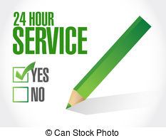 24 Hour Service Check List Illustration Design Over A White