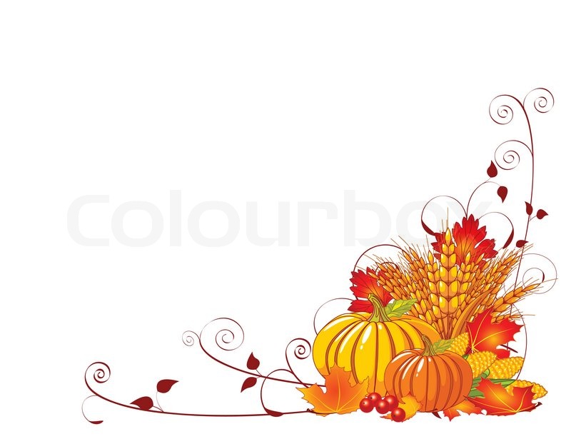 2694074 Seasonal Background With Plump Pumpkins Wheat Corn And Autumn    