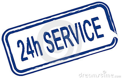 An Illustrated Stamp Offers A 24 Hour Service  All Isolated On White