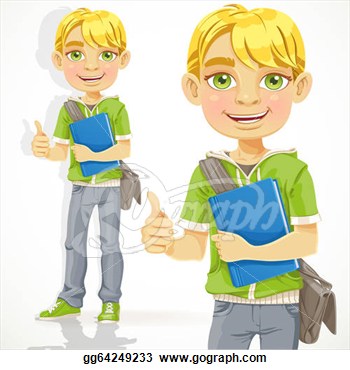     Blond Teenage Boy With A Textbook   Eps Clipart Gg64249233   Gograph