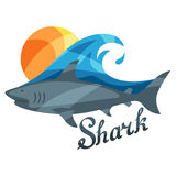 Bright Illustration Or Print With Shark For T Stock Images