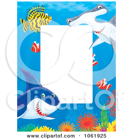Clipart Vertical Fish And Shark Frame   Royalty Free Illustration By
