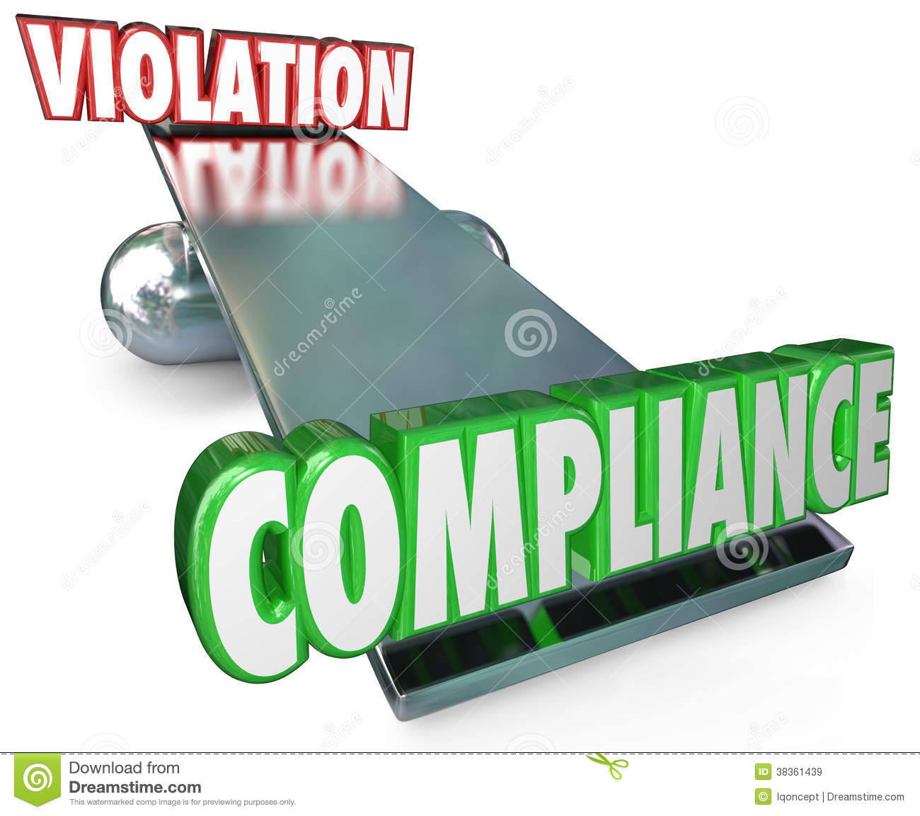 Compliance Word Outweighs Violation On A See Saw Balance Or Scale To