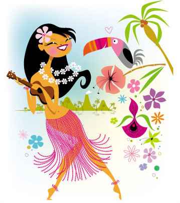 Hula Girl Card Red By