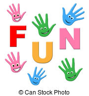 Joy Fun Means Childhood Youngster And Happy Stock Illustration