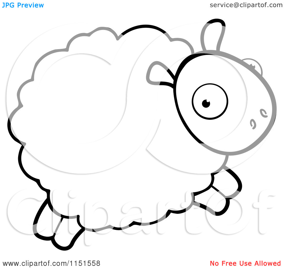 Lamb Clipart Cartoon Clipart Of A Black And White Sheep Leaping Vector