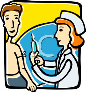 Nurse With A Syringe And A Patient   Royalty Free Clipart Picture